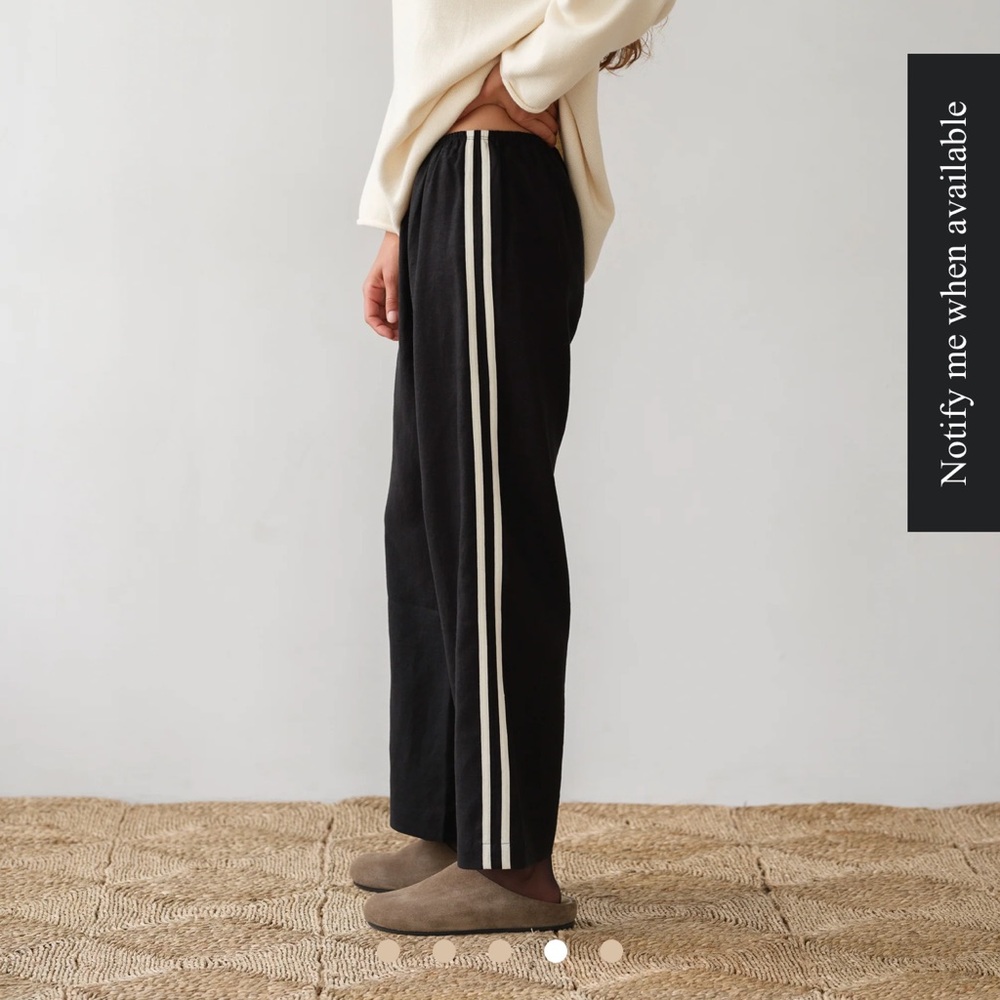DONNI. Black Pants with White Stripes